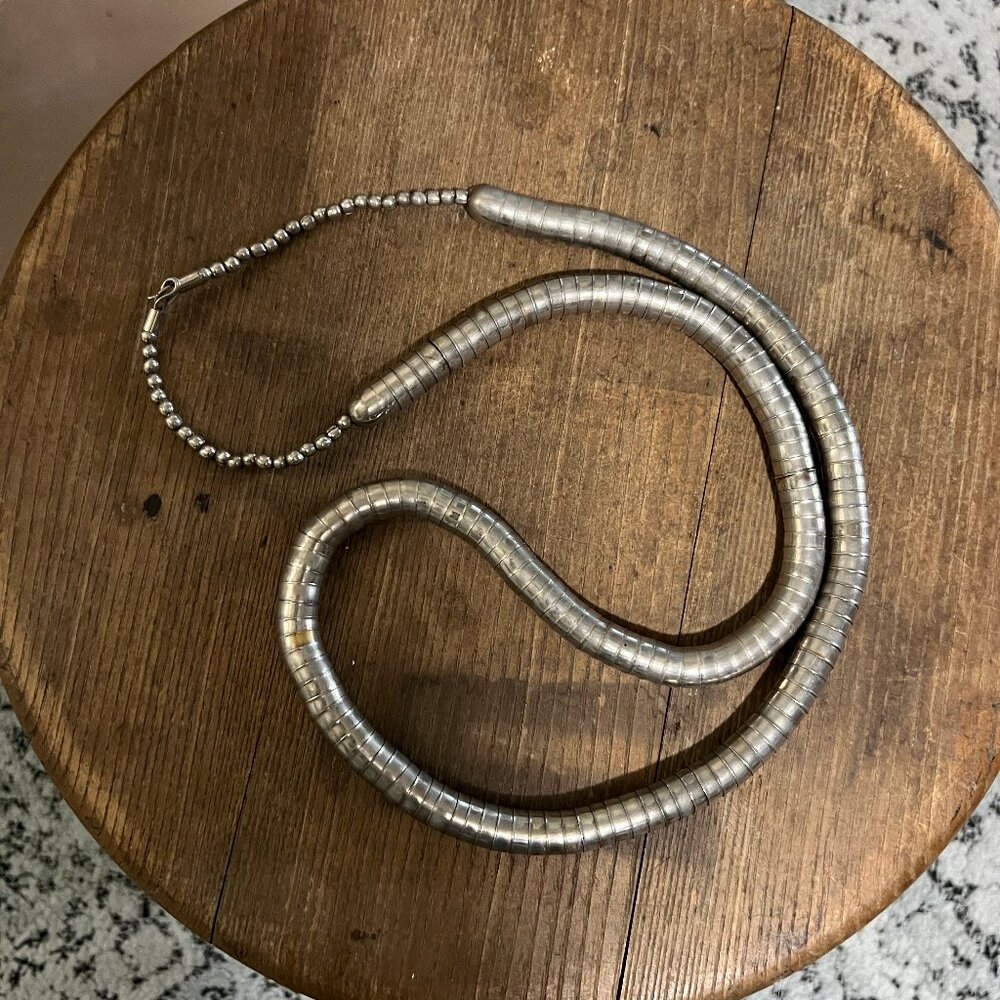 Vintage Silvertone Snake Chain Necklace